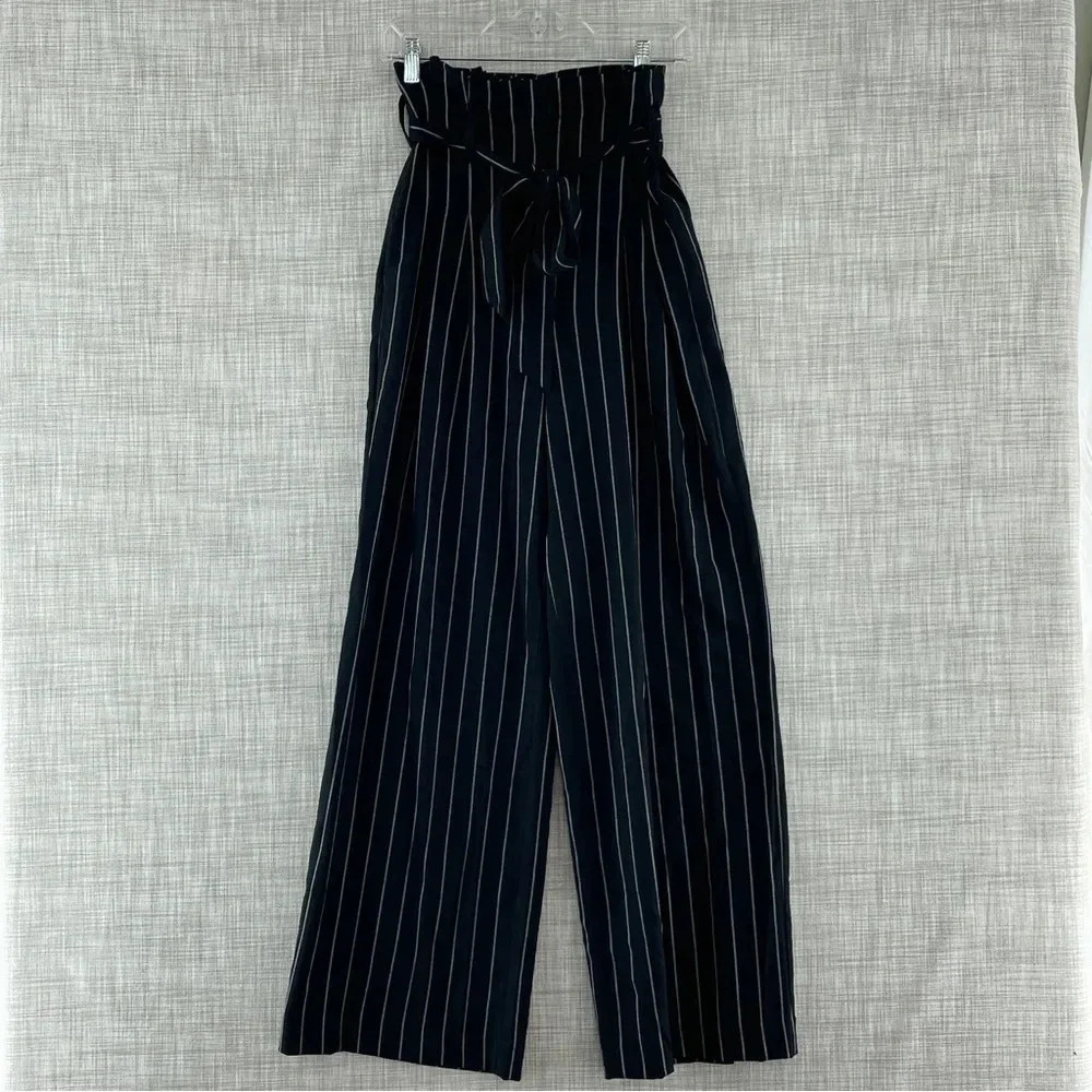 Antonio Melani Adult 2 Paper Bag Pin Stripe Wide Leg Women's Pants 2692